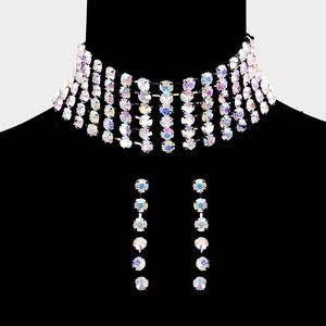 Crystal Choker Necklace Set